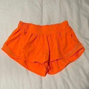 Orange Lululemon hottyhot shorts